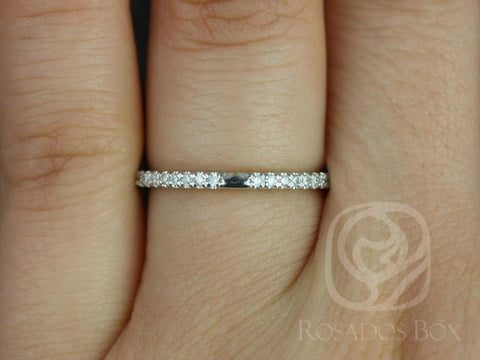 Thin Diamond Notched Band to Eloise 8mm ALMOST Eternity Ring,14kt White Gold