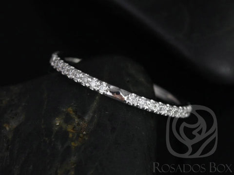 Thin Diamond Notched Matching Band to Eloise 7/7.5mm ALMOST Eternity Ring,14kt Solid White Gold,Rosados Box