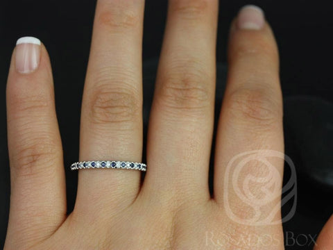 Kierra 14kt Alternating Blue Sapphire Diamond HALFWAY Eternity Ring