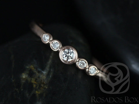 Bubbly 14kt Rose Gold Round Bezel Diamond Stack Ring,Wedding Ring,Gift For Her,Pinky Promise Ring,Anniversary Ring,Rosados Box