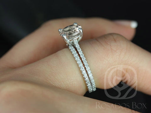 Thin Diamond Notched Band to Eloise 8mm ALMOST Eternity Ring,14kt White Gold