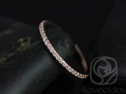 Kimberly/Catalina 14kt Solid Rose Gold Thin Diamond Micropave Matching Band ALMOST Dainty Eternity Ring