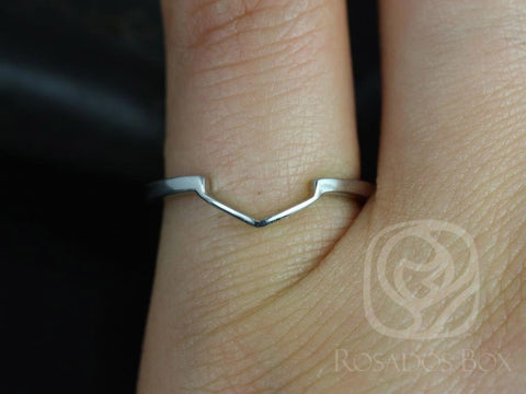 14kt White Gold Matching Band to Mosaic Medio Size Shadow Curved Nesting Band Ring