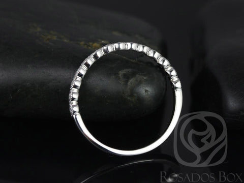 Petite Bubbles 14kt White Gold Diamond Bezel WITH Milgrain HALFWAY Eternity Ring,Art Deco Diamond Ring,Diamond Eternity Ring,Wedding Ring