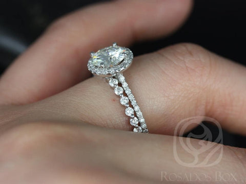 1.50ct Kimberly 7.5mm & Pte Naomi 14kt Moissanite Diamond Round Halo Bridal Set,Round Engagement Ring Set,Round Halo Ring,Anniversary Ring