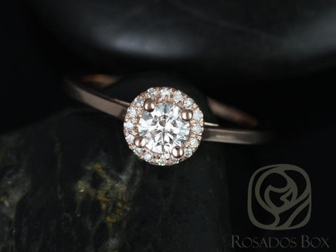 Amerie 4.5mm 1/3cts 14kt Rose Gold Round Diamond Dainty Round Halo Engagement Ring