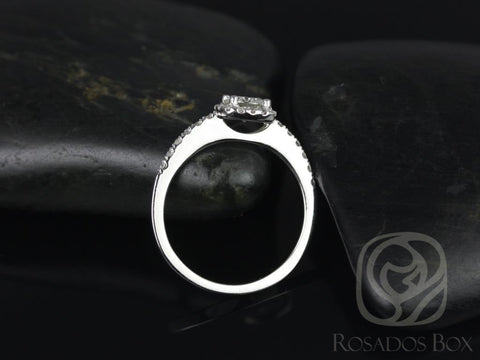 Barra 5mm 14kt Gold Round Moissanite Diamond Thin Cushion Halo Engagement Ring