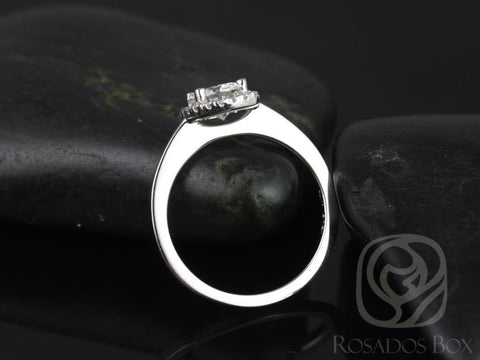 0.75ct Bella 6mm 14kt Moissanite Diamonds Cushion Halo Ring