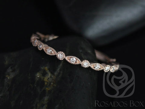 Gwen 14kt Rose Gold WITH Milgrain Diamond ALMOST Eternity Ring