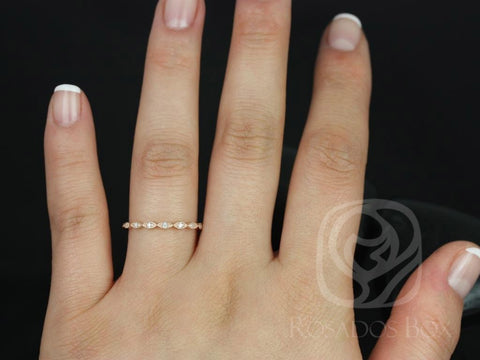 Ultra Petite Leah 14kt WITH Milgrain Diamond ALMOST Eternity Ring,Art Deco Ring,Unique Wedding Ring,Dainty Leaf Ring,Petite Diamond Ring