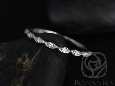 Ultra Petite Leah 14kt White Gold Diamonds WITHOUT Milgrain HALFWAY Eternity Stacking Band Ring