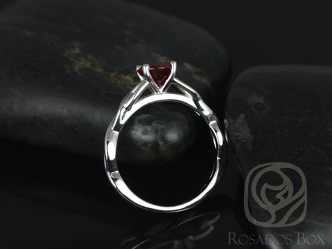 Cassidy 6mm 14kt Solid White Gold Round Ruby Celtic Love Knot Triquetra Engagement Ring