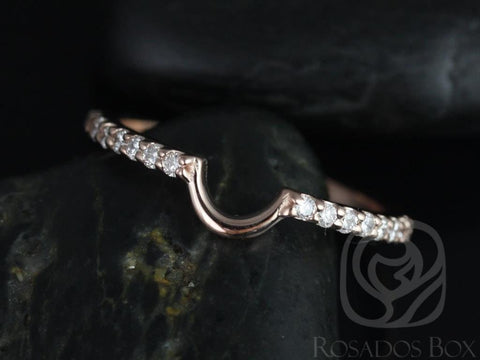 Diamonds Shared Prong Matching Band to 8x6mm Bridgette/Britney HALFWAY Eternity Band Ring , 14kt Solid Rose Gold , Rosados Box