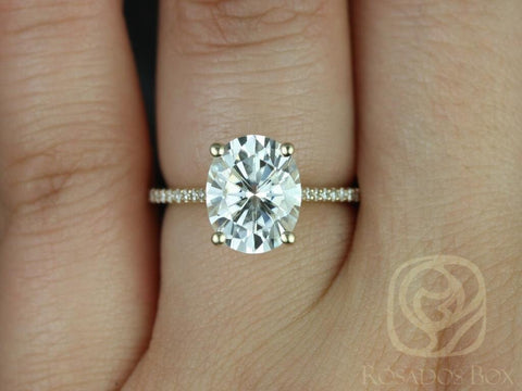 3cts Ready to Ship Blake 10x8mm 14kt Gold Forever Moissanite Diamond Oval Solitaire Ring