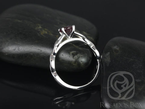 Cassidy 6mm 14kt Solid White Gold Alexandrite Dainty Celtic Love Knot Triquetra Unique Round Solitaire Engagement Ring
