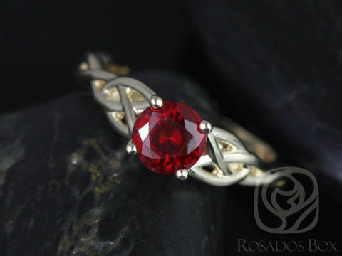 Cassidy 6mm 14kt Solid Gold Round Ruby Celtic Love Knot Triquetra Engagement Ring