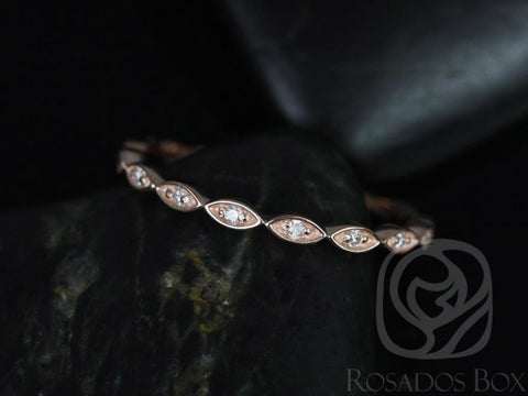 Ultra Petite Leah 14kt Rose Gold Diamond WITHOUT Milgrain ALMOST Eternity Ring