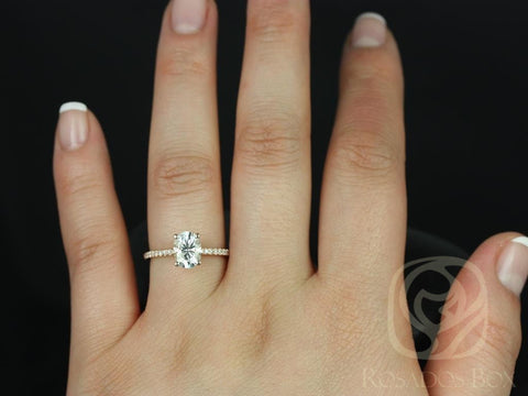 1.50ct Ready to Ship Darcy 8x6mm 14kt WHITE Gold Moissanite GH Diamond Dainty Oval Engagement Ring,Oval Solitaire Ring