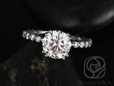 Ready to Ship 2ct Naomi 8mm 14kt YELLOW Gold Moissanite Floating Diamond Double Talon Dainty Round Engagement Ring
