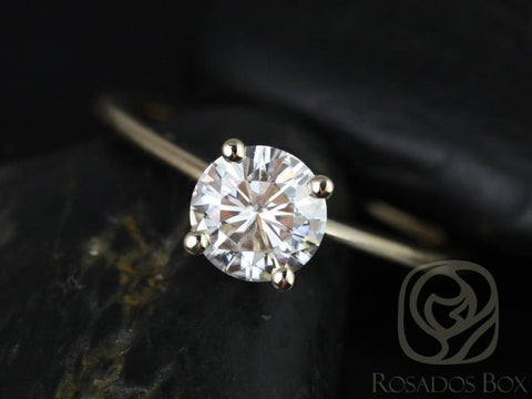 1ct Skinny Alberta 6.5mm 14kt Gold Moissanite Dainty Round Solitaire Engagement Ring