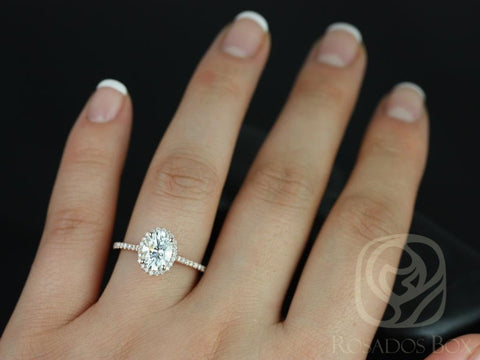 1.50ct Rachel 8x6mm 14kt Gold Moissanite Diamonds Oval Halo Engagement Ring