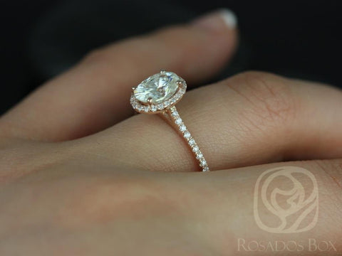 1.50ct Rachel 8x6mm 14kt Gold Moissanite Diamonds Oval Halo Engagement Ring