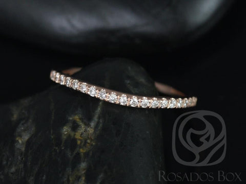 Curved Diamonds Pave Matching Band to Giselle  HALFWAY Eternity Band Ring,14kt Solid Rose Gold,Rosados Box