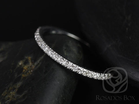 14kt Solid White Gold Thin Diamond Micropave Matching Band to Callie/Becca Glitter Dainty Pave HALFWAY Ring