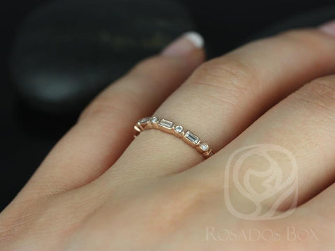 Ivanna 14kt Rose Gold Round & Baguette Diamonds WITHOUT Milgrain HALFWAY Eternity Ring