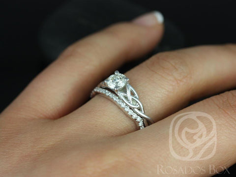 1/2ct Cassidy 14kt Solid White Gold Round Diamond Celtic Love Knot Triquetra Bridal Set