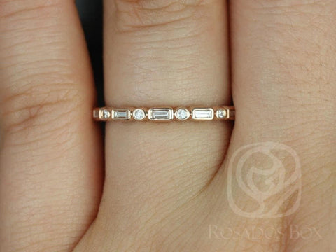Ivanna 14kt Rose Gold Round & Baguette Diamonds WITHOUT Milgrain HALFWAY Eternity Ring
