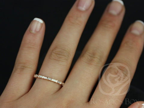 Ready to Ship Baguettella (size 4.25) 14kt Rose Gold Dainty East West Baguette Diamond FULL Eternity Stacking Ring