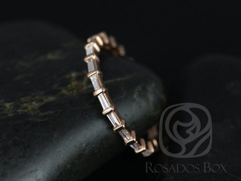 Ready to Ship Baguettella (size 6) 14kt Rose Gold Dainty East West Baguette Diamond FULL Eternity Stacking Ring