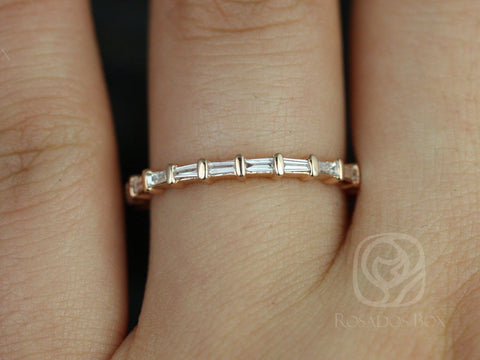 Ready to Ship Baguettella 14kt Rose Gold Dainty East West Baguette Diamond FULL (size 6.5) Eternity Stacking Band Ring