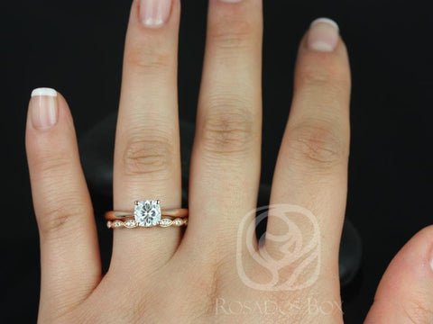 1.30ct Florence 6.5mm & Christie 14kt Gold Moissanite Diamond Tapered Cushion Solitaire Bridal Set