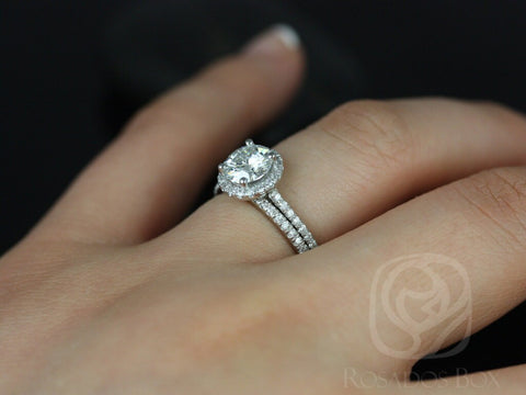 1ct Kimberly 6.5mm 14kt Moissanite Diamonds Round Halo Bridal Set