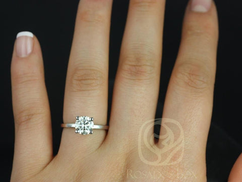 Ella 7mm 14kt White Gold Round Moissanite Tulip Solitaire Engagement Ring