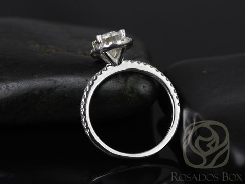 1.50ct Federella  8x6mm 14kt Gold Moissanite Diamond Halo Ring