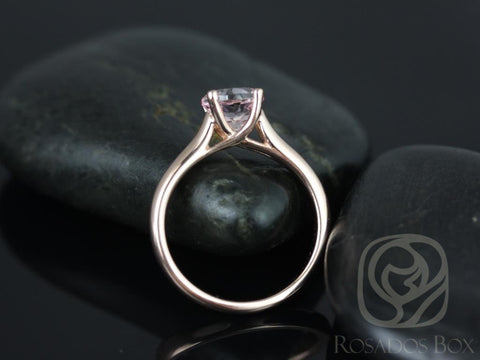 Rosados Box Ready to Ship Hannah 7mm 14kt Rose Gold Round Morganite Cathedral Solitaire Engagement Ring