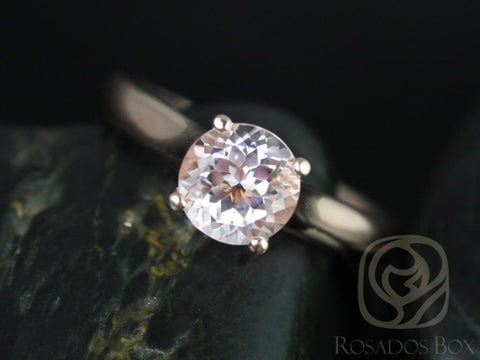 Rosados Box Ready to Ship Hannah 7mm 14kt Rose Gold Round Morganite Cathedral Solitaire Engagement Ring