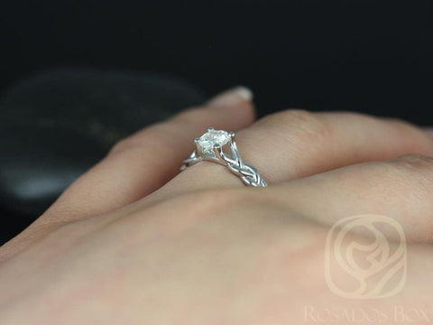 Prudence 5mm 14kt White Gold Round Moissanite Braided Engagement Ring