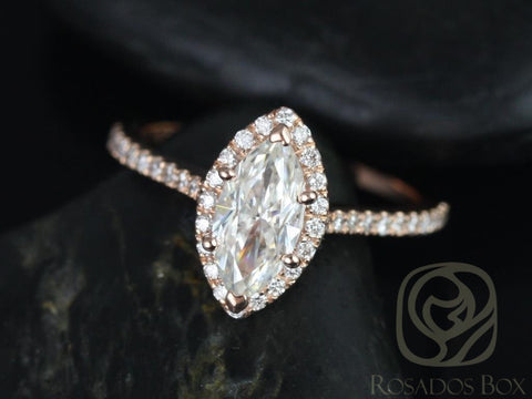 1ct Sasha 10x5mm 14kt Moissanite Diamond Marquise Halo Ring