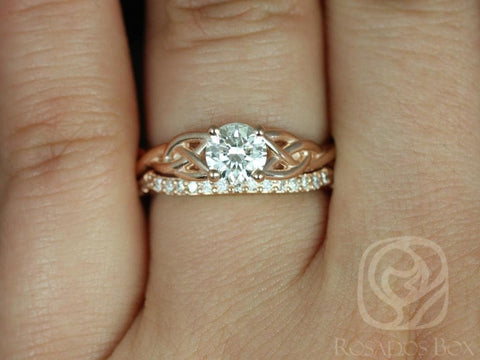 0.70ct Ready to Ship Cassidy 14kt Rose Gold Diamond Celtic Love Knot Triquetra Bridal Set