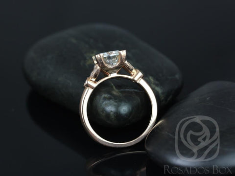 Ready to Ship Antoinette 8.5mm 14kt Rose Gold Round Forever One Moissanite Diamond Art Deco Vintage Engagement Ring