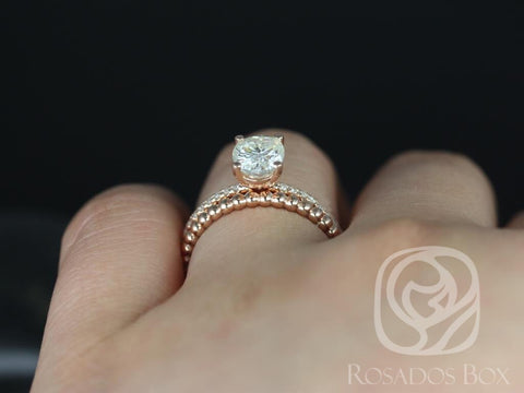 1.50ct Oval Forever One Moissanite Diamonds Thin Pave Solitaire Bridal Set,14kt Solid Rose Gold ,Darcy 8x6mm & Buddha