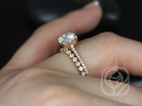 1.50ct Eloise 7.5mm & Petite Naomi 14kt Moissanite Diamond Round Solitaire Accent Bridal Set