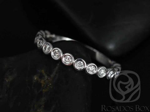 Bubbles Original 2.8mm 14kt White Gold Diamonds Bezel WITHOUT Milgrain ALMOST Eternity Band Stacking Ring