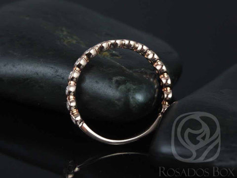 Bubbles Original 2.8mm 14kt Rose Gold Diamonds Bezel WITHOUT Milgrain ALMOST Eternity Band Stacking Ring
