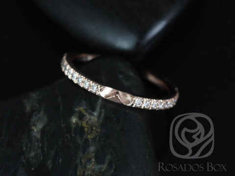 14kt Solid Rose Gold Thin Diamond Micropave Glitter Pave Matching Band to EXTRA LOW Chantelle ALMOST Eternity Ring,Rosados Box