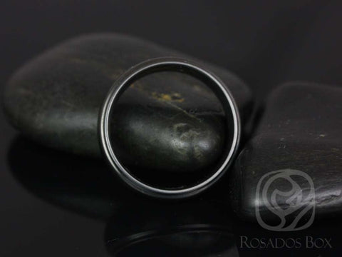 Pierre 7mm High Polish Half Round Raised Edge Black Zirconium Ring